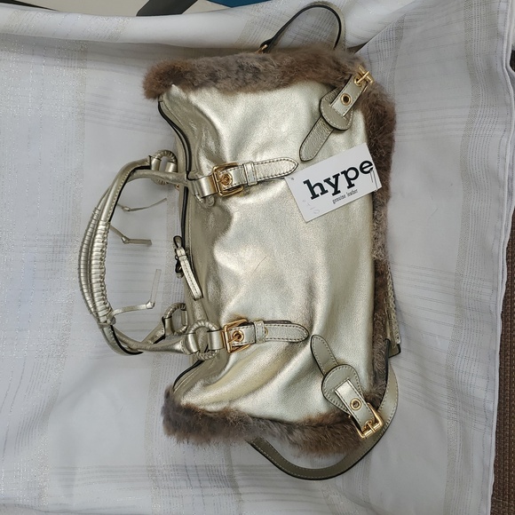 Satchel Bag With Fur Trim - Picture 7 of 9